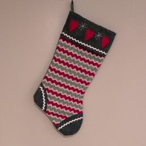 Festive Gray and Red Christmas Stocking